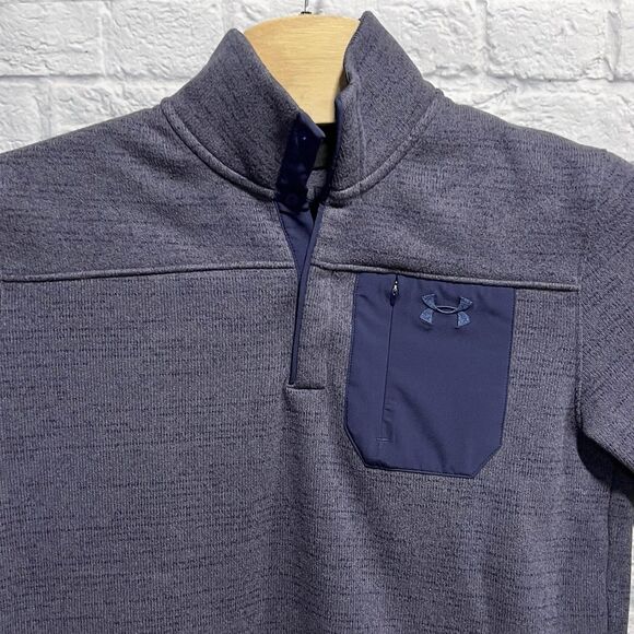 Under Armour Men Blue Loose UA Specialist Henley Long Sleeve Pullover Knit Large - Picture 4 of 7